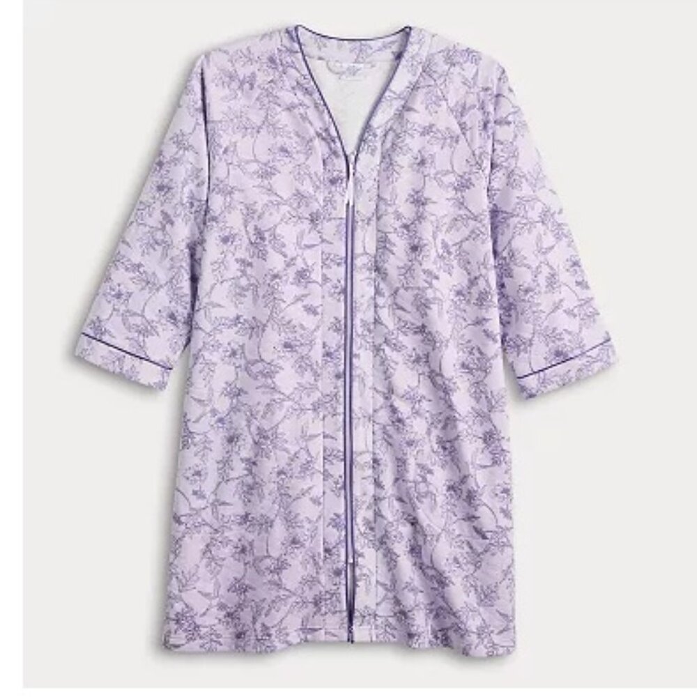 CROFT & BARROW Women's SZ XL Quilted Full Zip Duster Robe NEW